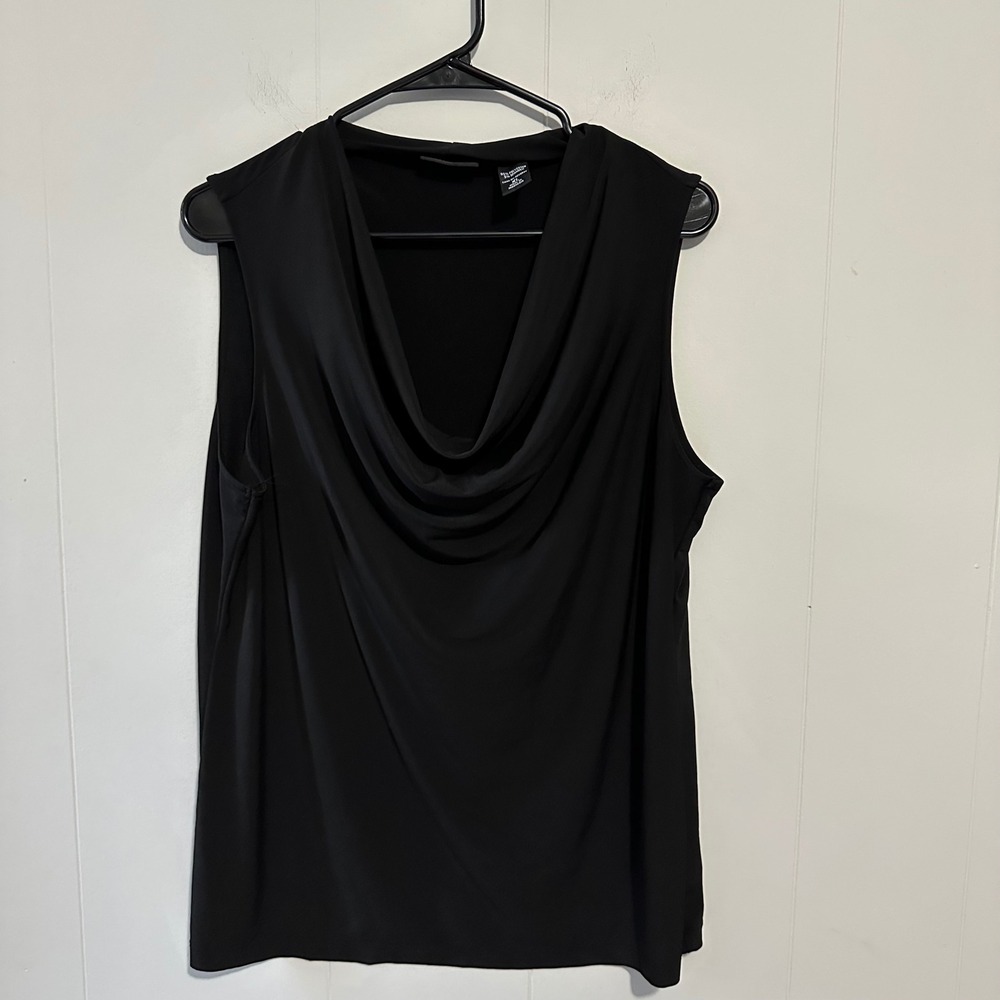 New York & Company Draped Sleevless Black Tank Top Size XL